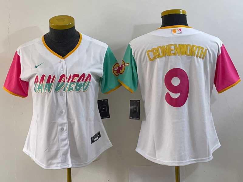 Women%27s San Diego Padres #9 Jake Cronenworth White 2022 City Connect Cool Base Stitched Jersey